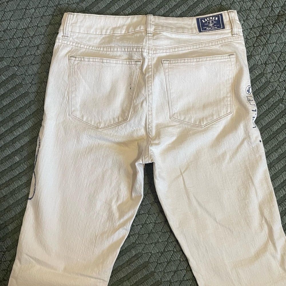 Ralph Lauren Cream Pants with Nautical Design - Picture 3 of 5